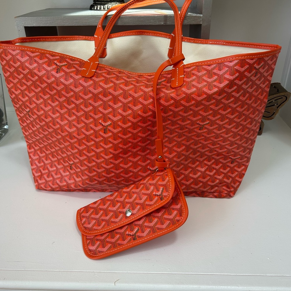 Goyard Orange Chevron Tote Bag